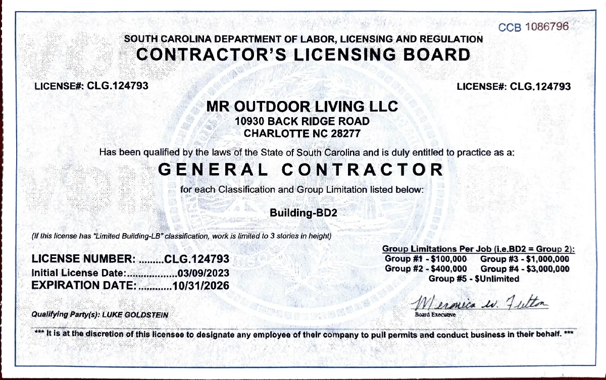 Licenses - License 1 - Mr. Outdoor Living