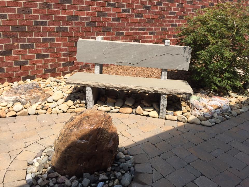 River Rock Bench with water feature