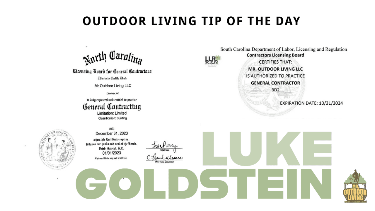 Outdoor Living Tip of the Day – Luke Myron Goldstein GM for Mr. Outdoor Living