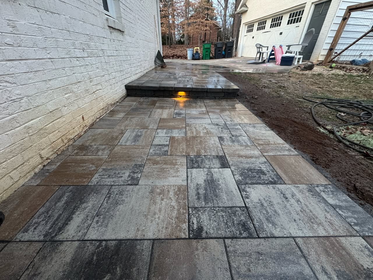 Paver Pathway with Steps and Lights